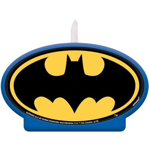 Amscan Batman Heroes Unite Birthday Candle, 4.5" - 1 Count - Unique Party Centerpiece, Perfect for Superhero Fans - Image 1