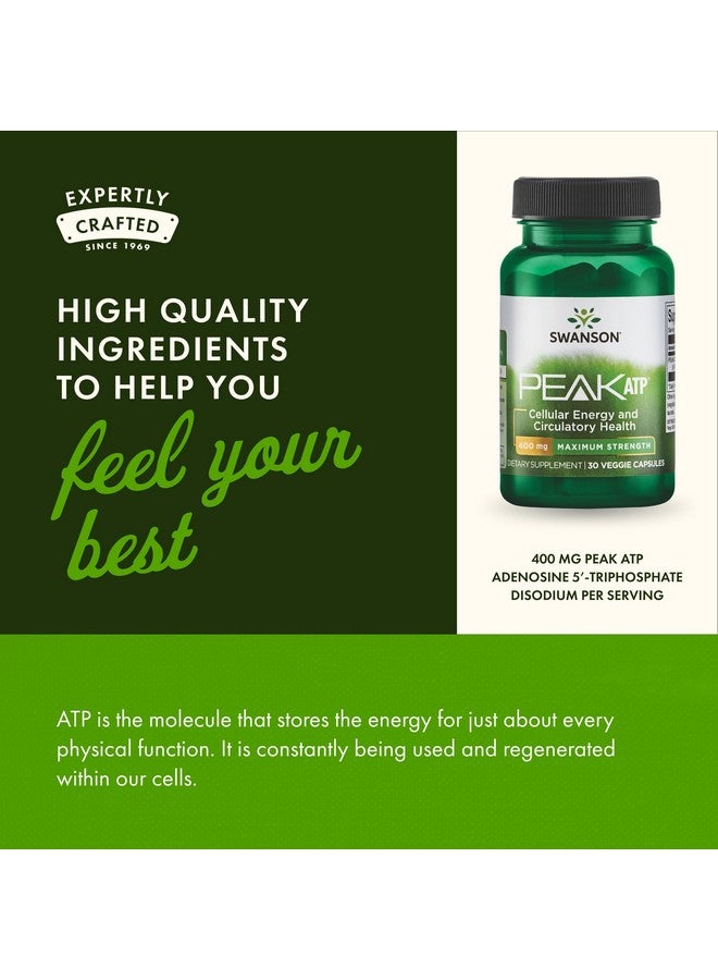 SWANSON سوانسون أقصى قوة بيك ATP - مكمل طبيعي يعزز دعم الطاقة الخلوية - يدعم الأداء البدني ويعزز دعم تدفق الدم الصحي - (30 كبسولة نباتية، 400 ملغ لكل منها) عبوة واحدة - Image 5