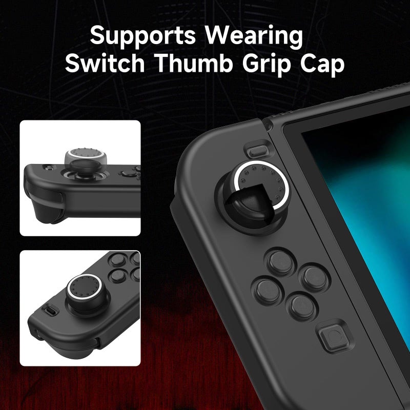 JINGDU Protective Compatible with Nintendo Switch 2017, TPU Case Accessory for Switch Console and Grip Joy-Con, Switch Protector with 4 Thumb Grips, Black Spider Web - Image 4