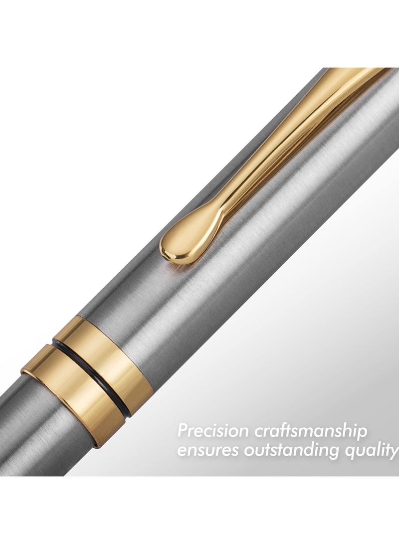 Luxury Executive Metal Ballpoint Pen – Silver & Gold Professional Writing Pen with Gift Box & Extra Refill, Business & Office Stationery - Image 5