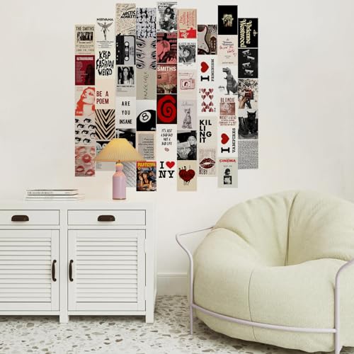 KBKBART ديكور غرفة الفتاة في وسط المدينة 50 قطعة، فنون الحائط Y2k لغرفة النوم، مجموعة تجميع جدران Coquette لجمالية الغرفة، مجموعة تجميع صور Vintage بحجم 4"x6"، ملصقات Retro Rockstar لديكور السكن الجامعي - Image 3