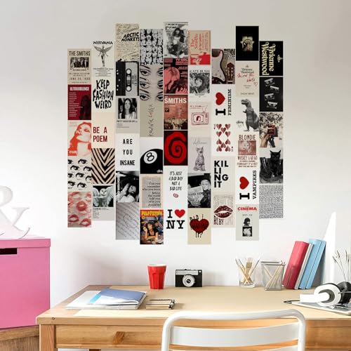 KBKBART ديكور غرفة الفتاة في وسط المدينة 50 قطعة، فنون الحائط Y2k لغرفة النوم، مجموعة تجميع جدران Coquette لجمالية الغرفة، مجموعة تجميع صور Vintage بحجم 4"x6"، ملصقات Retro Rockstar لديكور السكن الجامعي - Image 4