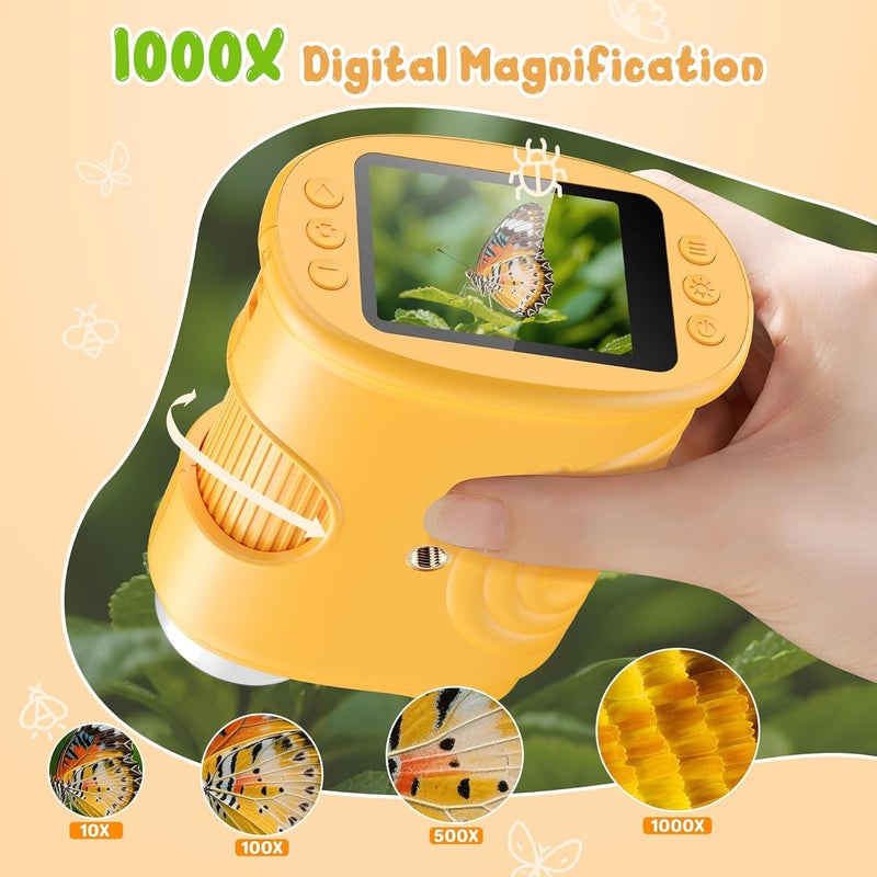 1000X Handheld Digital Microscope for Kids, Pocket Microscope with 2.0" IPS Screen, STEM Toys Birthday Gifts for Girls Boys Child, Portable Edu Science Kits Toddler (Orange) - Image 3