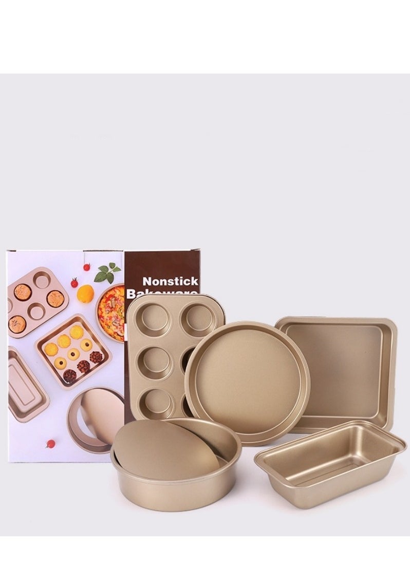 Generic - 5 Piece Oven Cake Pan Set - Made Of Carbon Steel - Baking Pan - Oven Trays - Cake Tray - Oven Pan - Cake Mold - Image 1