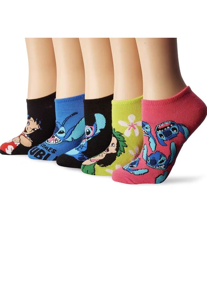 STITCH 5 pairs of Stitch Women's Short Socks, Women's Socks, Cute Cartoon Anime Socks - Image 2
