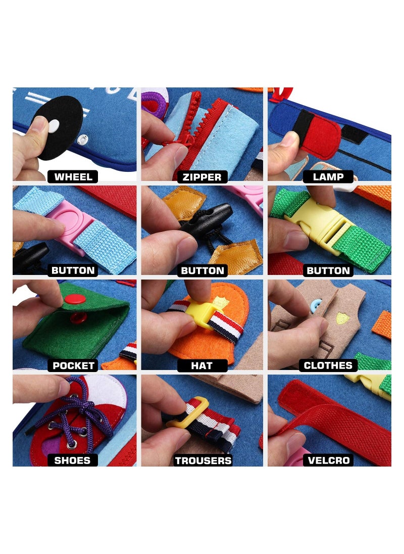 Excefore - Toddler Busy Board - Montessori Sensory Activity Board for Toddlers - Develops Basic and Fine Motor Skills - Learn to Dress Toys - Image 1
