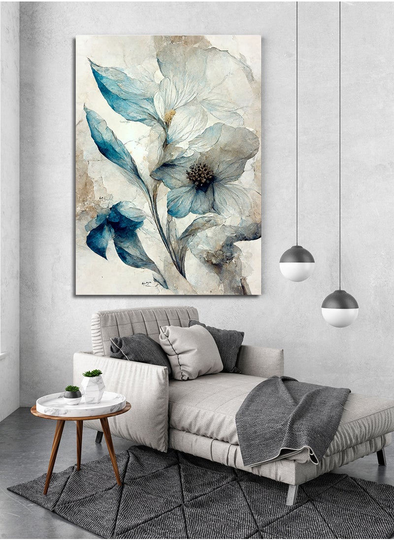 LOWHA - Canvas Wall Art Stretched Over Wooden Frame with Floral Pattern Abstract Painting - Image 1