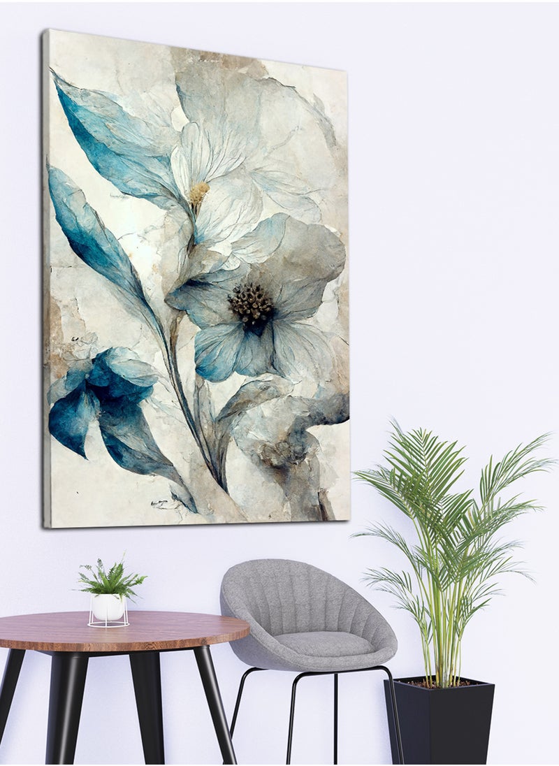 LOWHA - Canvas Wall Art Stretched Over Wooden Frame with Floral Pattern Abstract Painting - Image 1