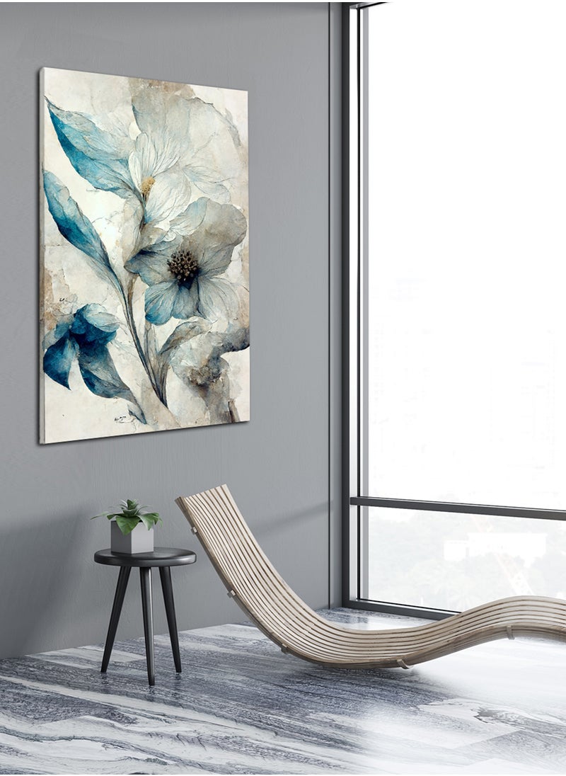 LOWHA - Canvas Wall Art Stretched Over Wooden Frame with Floral Pattern Abstract Painting - Image 1