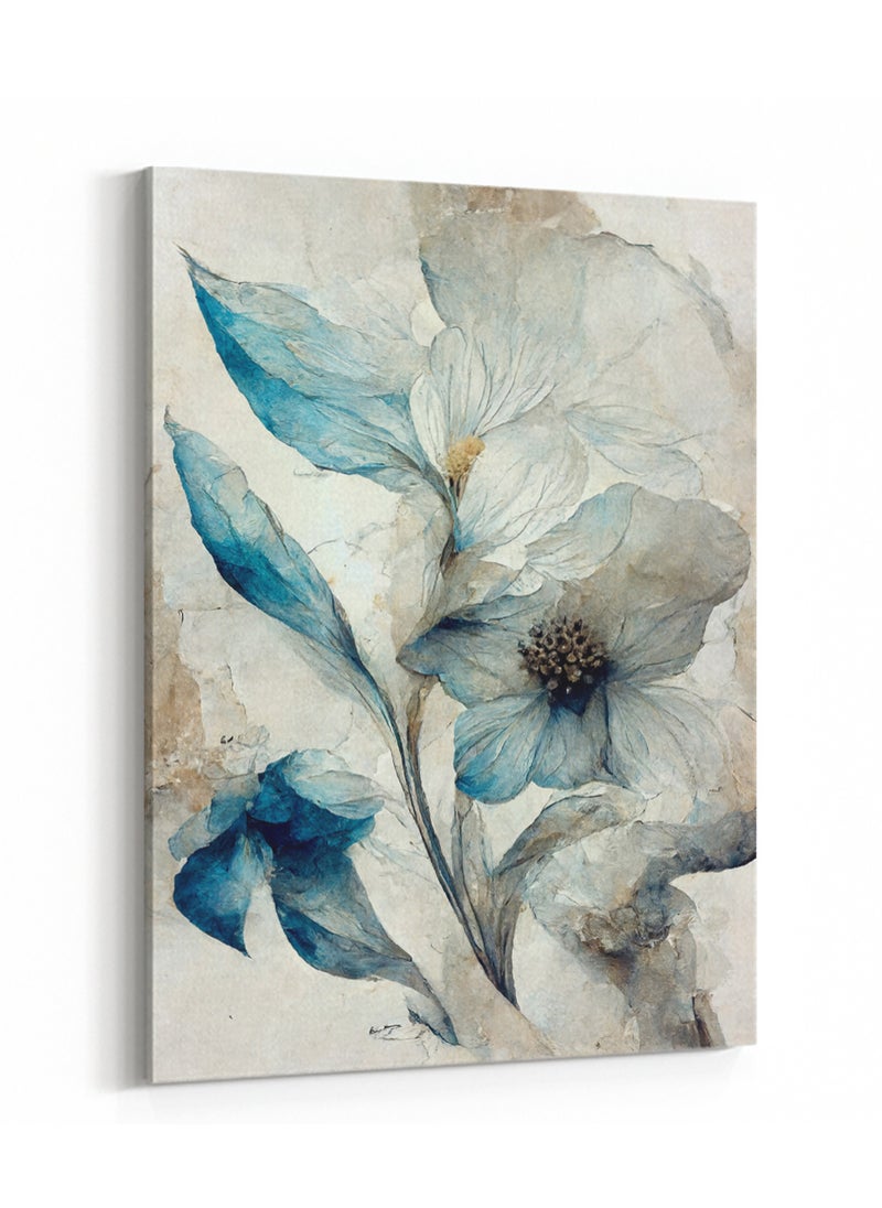 LOWHA - Canvas Wall Art Stretched Over Wooden Frame with Floral Pattern Abstract Painting - Image 1