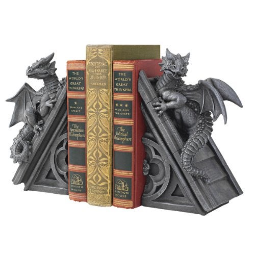 Design Toscano Castle Dragon Gothic Decor Decorative Bookend Statues, 8 Inch, Set of Two, Polyresin, Grey Stone - Image 5