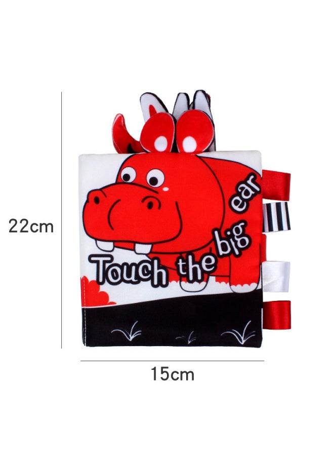 Bbsky Baby Three-dimensional Animal Cloth Book Baby Washable Red Visual Label Cloth Book-Color:Black, White And Red Hippo  - Image 4