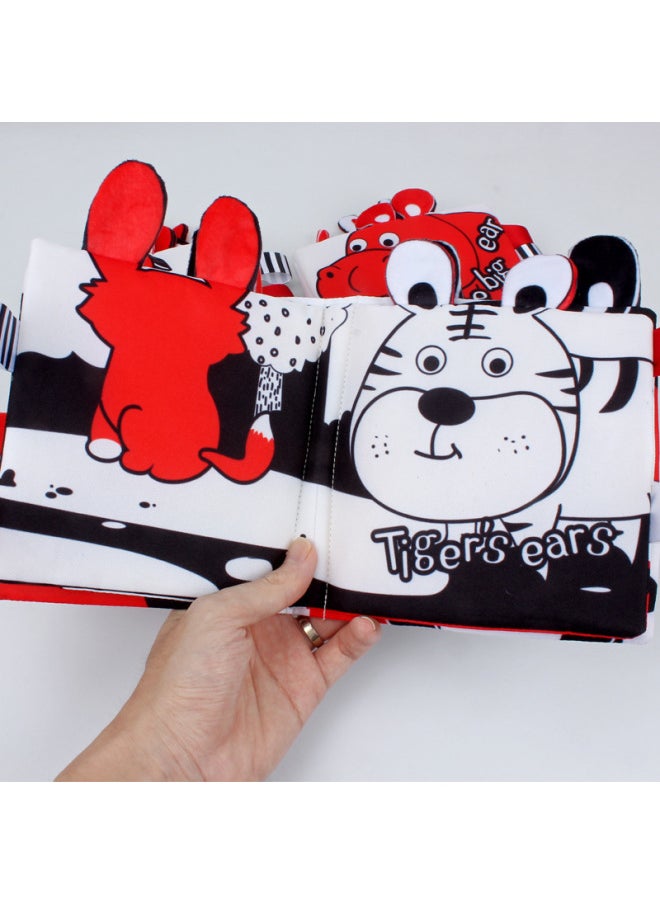 Bbsky Baby Three-dimensional Animal Cloth Book Baby Washable Red Visual Label Cloth Book-Color:Black, White And Red Hippo  - Image 3