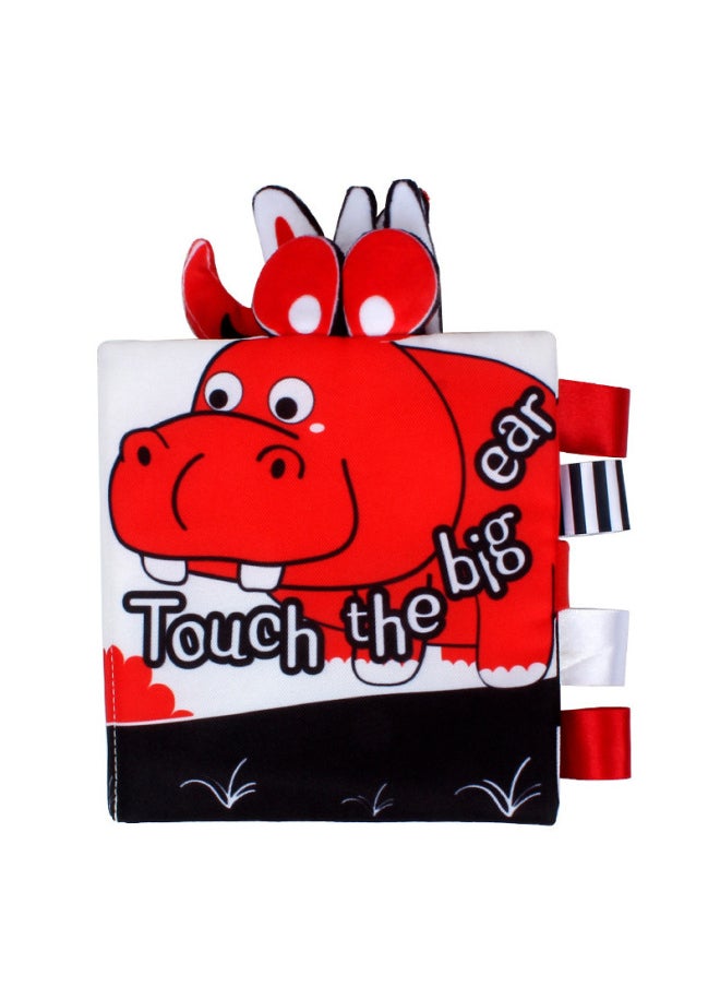 Bbsky Baby Three-dimensional Animal Cloth Book Baby Washable Red Visual Label Cloth Book-Color:Black, White And Red Hippo  - Image 1