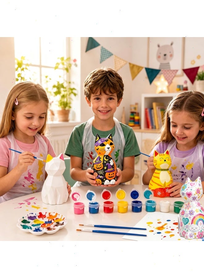 Topyich DIY Arts and Crafts Painting Set for Kids, Complete All-in-One Arts Crafts Set with Pigments Brushes & Apron, Creative LED Cat Lamp Gift for Boys & Girls - Image 5