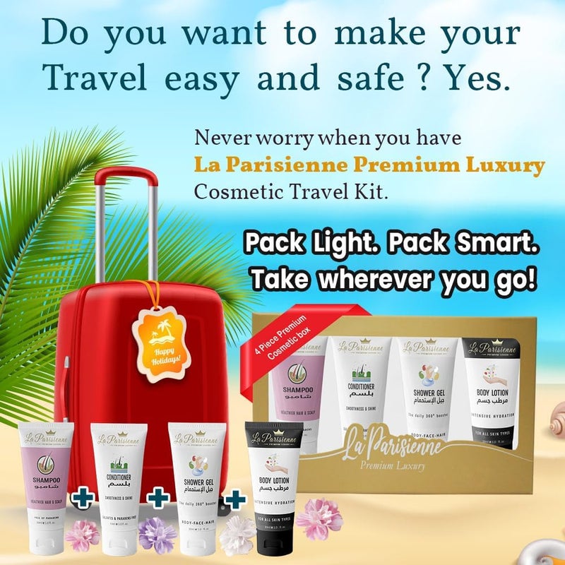 ECOLYTE+ La Parisienne Premium Luxury Travel Box - 4 Piece Cosmetic Set (Shampoo, Conditioner, Shower Gel, Body Lotion) - 30ML Each - Image 3