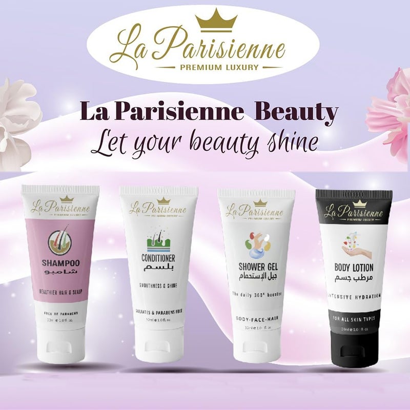 ECOLYTE+ La Parisienne Premium Luxury Travel Box - 4 Piece Cosmetic Set (Shampoo, Conditioner, Shower Gel, Body Lotion) - 30ML Each - Image 2