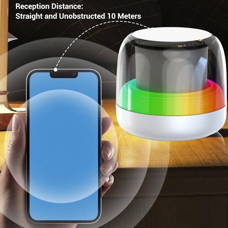 Bewinner Mini Bluetooth Speaker 5W HD Sound, TWS Pairing, RGB Light Show, Compact 3.2" Design with USB/TF Playback - Portable for Indoor/Outdoor Use (White) - Image 3