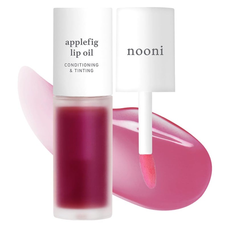 NOONI Korean Hydrating Lip Oil  Applefig  LongLasting Moisturizing Plumping Revitalizing for Dry Lips Waterproof No Peel Off Hydrating Nourishing Crystal Clear 012 FL Oz