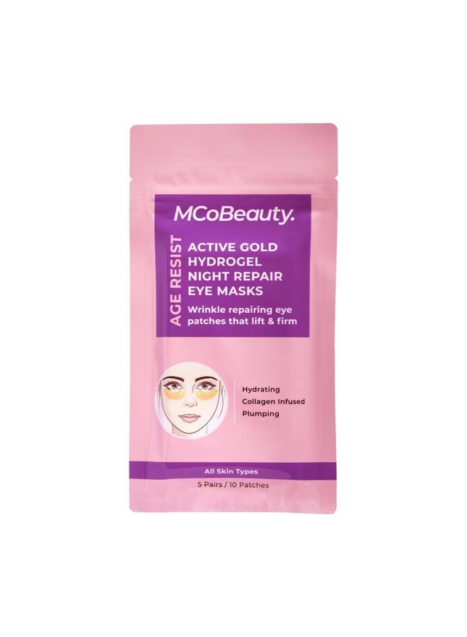 MCoBeauty Age Resist Active Gold Hydrogel Night Repair Eye Patches - Brightening & De-Puffing With Collagen & Hyaluronic Acid - Vegan, Cruelty Free Skin care - Image 1