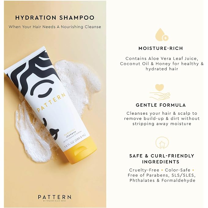 PATTERN Hydration Shampoo 9.8 Fl. Oz! Blend Of Aloe Vera Leaf Juice, Coconut Oil & Honey! Creamy And Luxurious Shampoo For Curlies, Coilies & Tight Textures! Gently Cleanses & Hydrates Hair! - Image 3