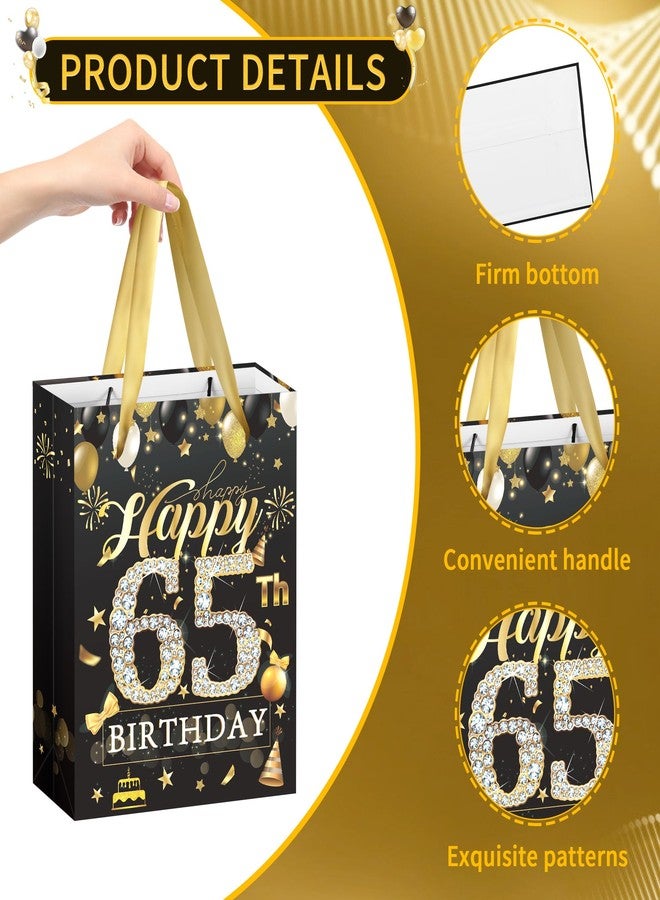 EoBeCy 65th Birthday Gift Bag for Men Women, Black Gold Happy 65th Birthday Gift Bags with Handles, Card and Tissue Papers for 65 Year Old Bday Party Favors Gift Wrapping Supplies - Image 4