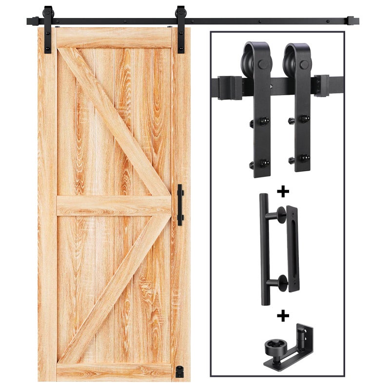 EaseLife 6.6 FT Sliding Barn Door Track and Handle Hardware Kit,Basic J Pulley,Slide Smoothly Quietly,Easy Install (6.6FT Track Kit for 36"~40" Wide Single Door) - Image 1