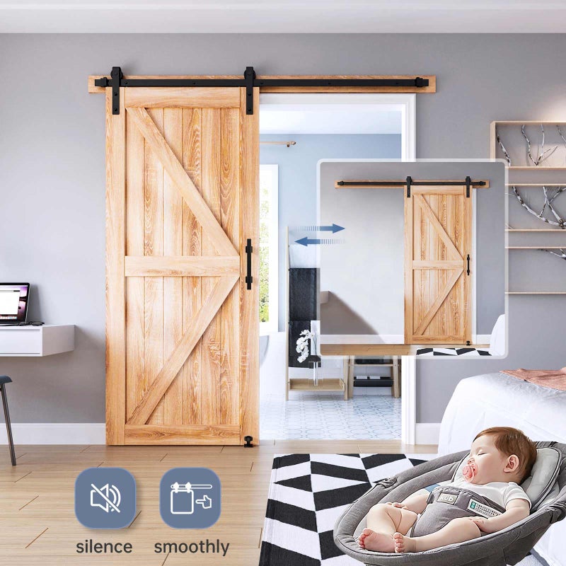 EaseLife 6.6 FT Sliding Barn Door Track and Handle Hardware Kit,Basic J Pulley,Slide Smoothly Quietly,Easy Install (6.6FT Track Kit for 36"~40" Wide Single Door) - Image 5