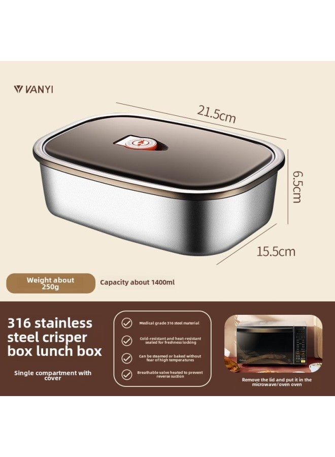 Lunch Box Office Worker 316 Stainless Steel Microwave Oven Compartment Lunch Box Lunch Box Fresh-keeping Box Student Special Insulation Bag-Specifications:316 Steel Microwave Oven ]  - Image 1