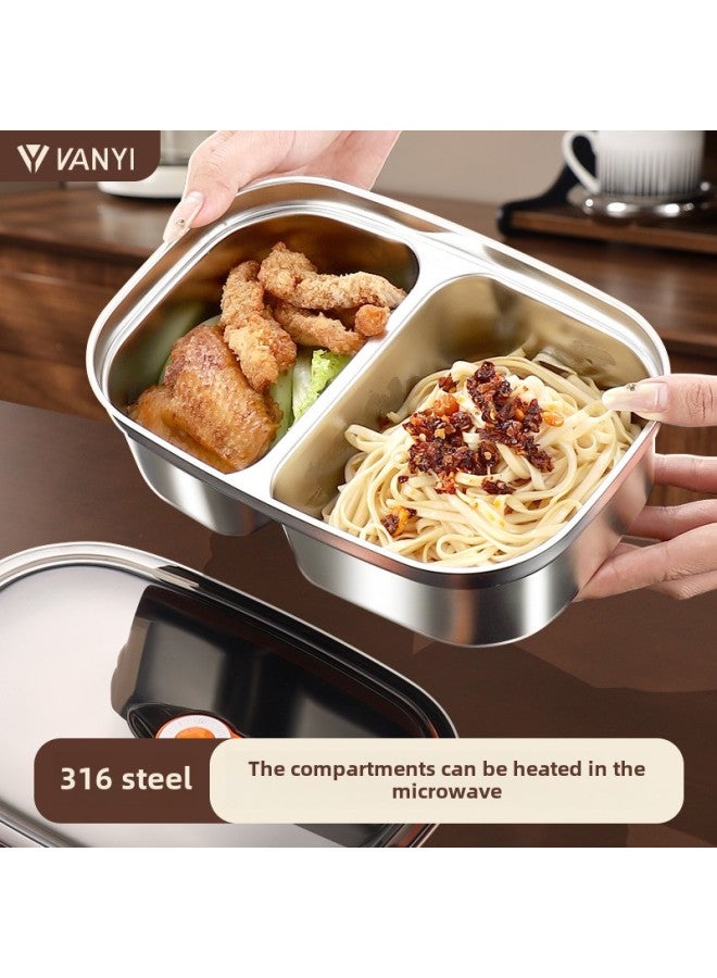Lunch Box Office Worker 316 Stainless Steel Microwave Oven Compartment Lunch Box Lunch Box Fresh-keeping Box Student Special Insulation Bag-Specifications:316 Steel Microwave Oven ]  - Image 2