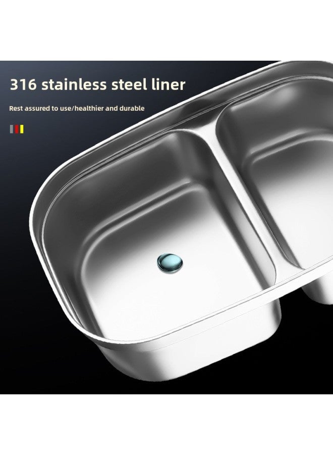 Lunch Box Office Worker 316 Stainless Steel Microwave Oven Compartment Lunch Box Lunch Box Fresh-keeping Box Student Special Insulation Bag-Specifications:316 Steel Microwave Oven ]  - Image 3
