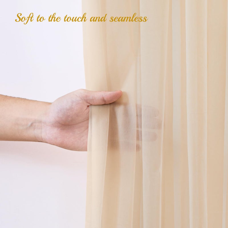 PARTISKY 10x10ft Champagne Tulle Backdrop Curtain for Parites, Semi-Sheer Backdrop Curtains for Wedding Baby Shower Birthday Party Photo Shoot Decorations - Image 2