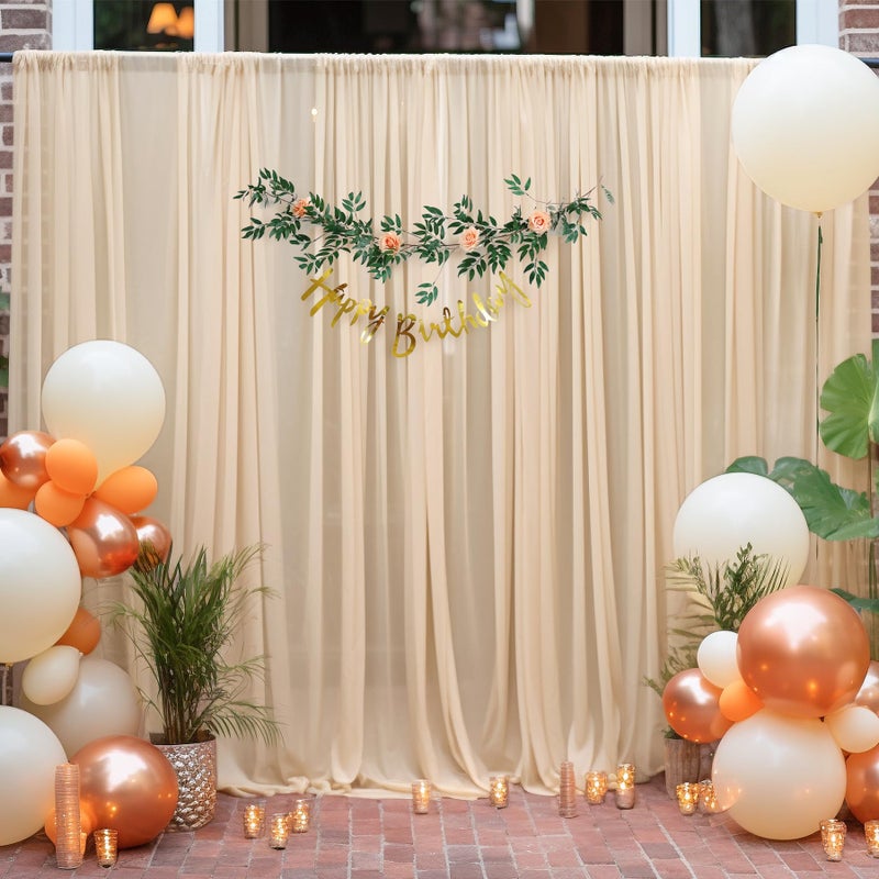 PARTISKY 10x10ft Champagne Tulle Backdrop Curtain for Parites, Semi-Sheer Backdrop Curtains for Wedding Baby Shower Birthday Party Photo Shoot Decorations - Image 5