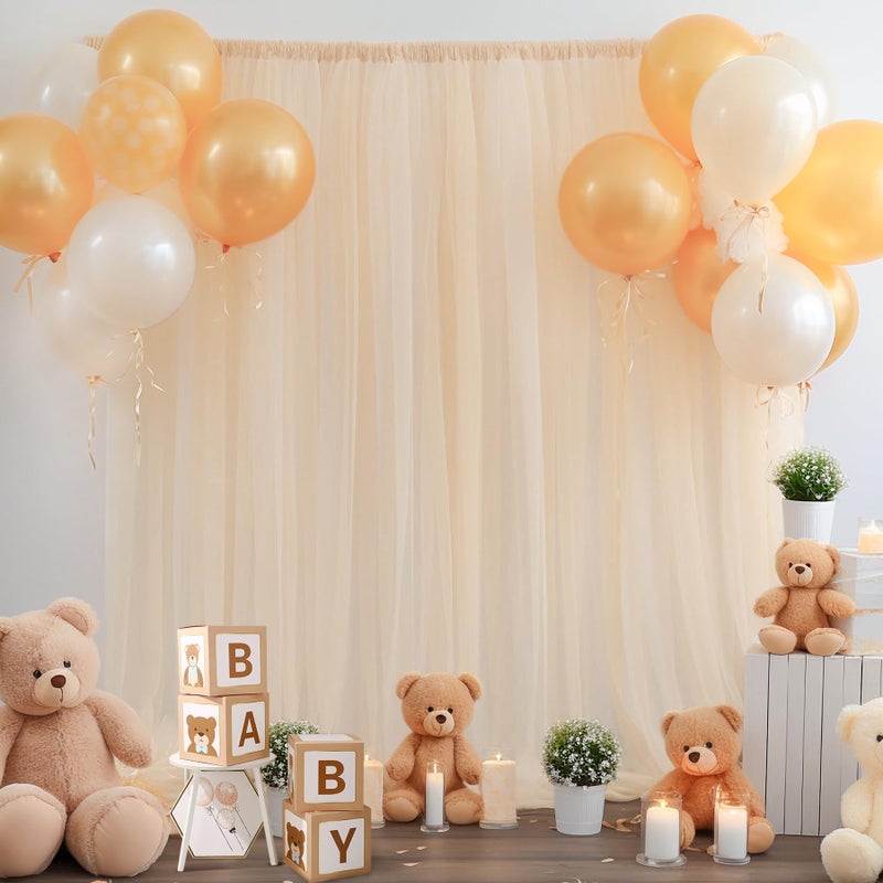 PARTISKY 10x10ft Champagne Tulle Backdrop Curtain for Parites, Semi-Sheer Backdrop Curtains for Wedding Baby Shower Birthday Party Photo Shoot Decorations - Image 4
