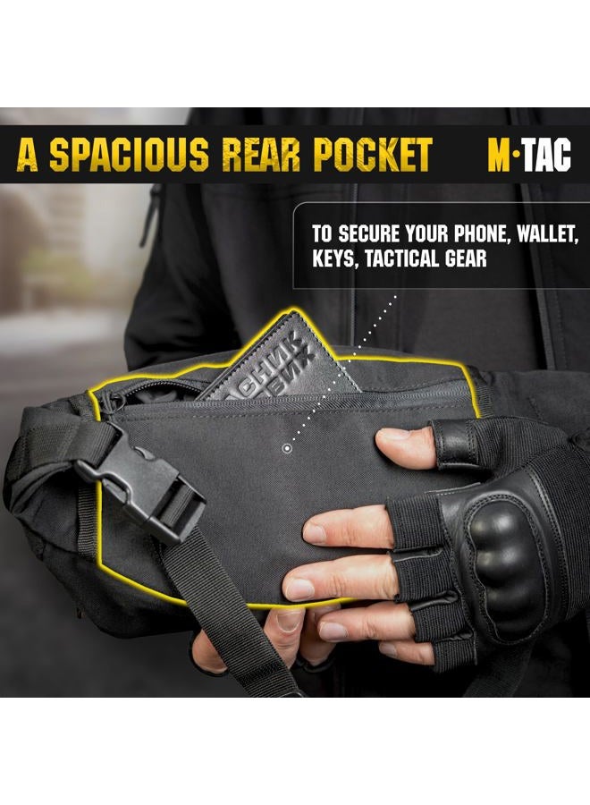 M-TAC Tactical Waist Pack Mens Funny Bag Adjustable Strap (Black, Large) - Image 4