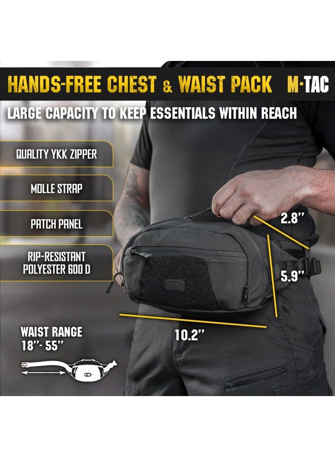 M-TAC Tactical Waist Pack Mens Funny Bag Adjustable Strap (Black, Large) - Image 2