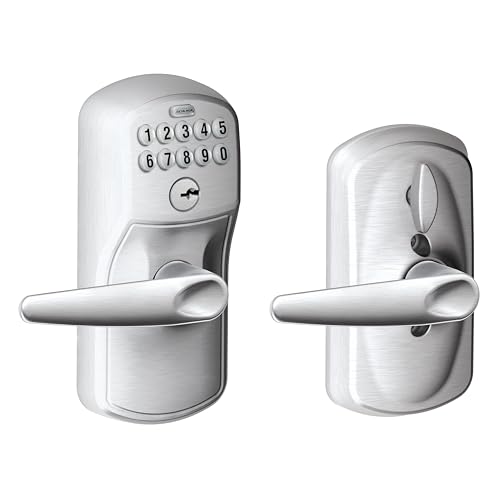 SCHLAGE FE595 PLY 626 JAZ Plymouth Keypad Entry with Flex-Lock and Jazz Style Levers, Brushed Chrome - Image 2