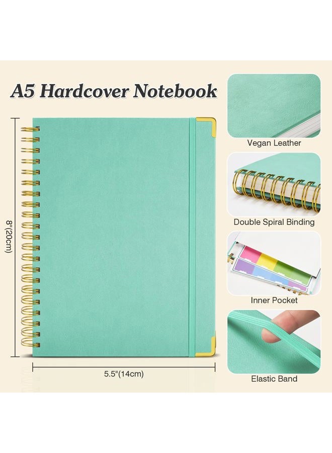 OMEYA Spiral Notebook, 300 Numbered Pages Notebooks College Ruled with Contens, 100GSM Thick Journal for Women Men, Hardcover Leather Lined Journal for Writing, Large A5 Journaling Notebooks for Work School - Image 5