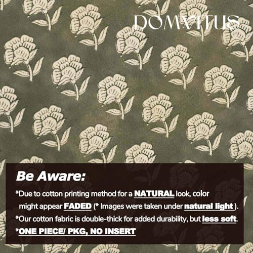 DOMVITUS Floral Pillow Covers 18x18 Throw Pillow Covers Decorative Farmhouse Block Floral Print Vintage Pillow Cover for Living Room Couch Bed, Dusty Green, 1PC - Image 3