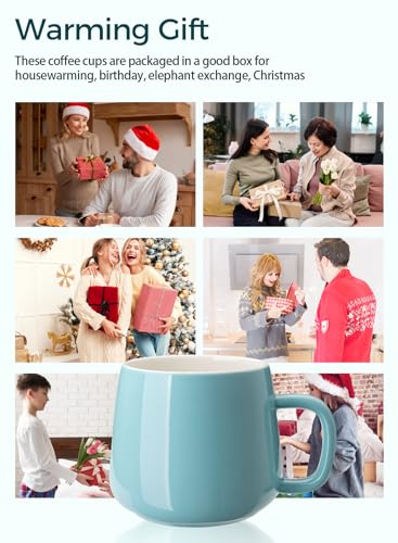 Teocera Ceramic Coffee Mug Set of 4-12 oz Coffee Mugs with Large Handles for Hot or Cold Drinks Like Latte, Cocoa, Tea or Juice - Smooth Ceramic, Dishwasher Safe, Turquoise - Image 3