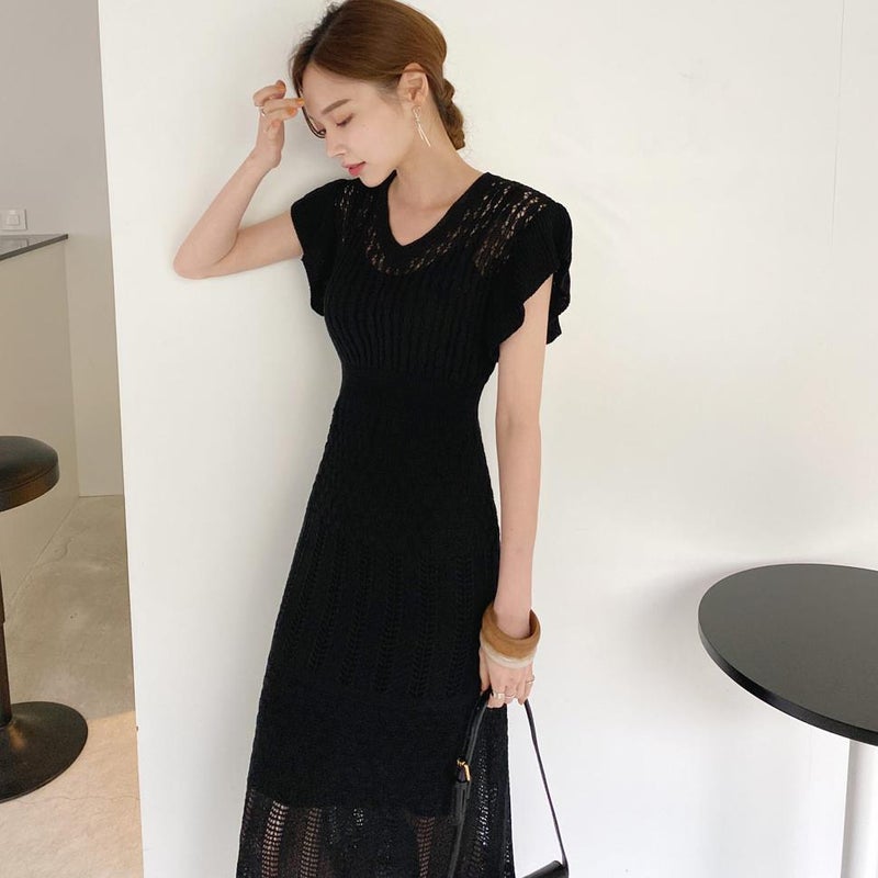 Womens Kimono Dress 2-Piece Set Pullover European And Korean Style Wide Leaf Sleeves Elegant Fashionable Outfit Green  - Image 3