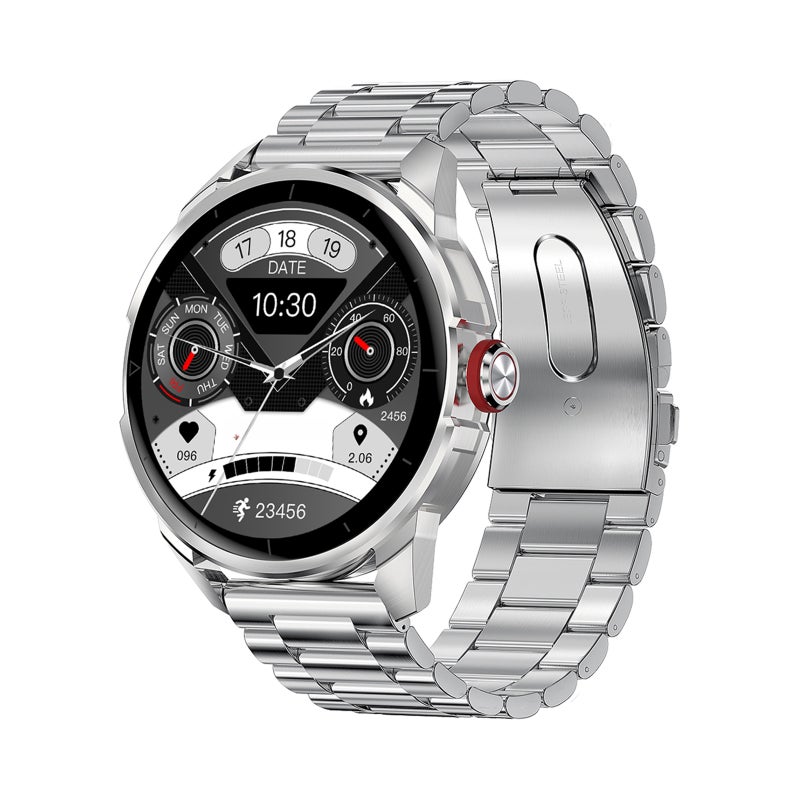 Smart Watch: 1.32" Retina-grade Screen Silver Metal Body - Low Power Chip Long Battery Life Fitness Health Watch for Business Professionals Fitness Enthusiasts - Image 1