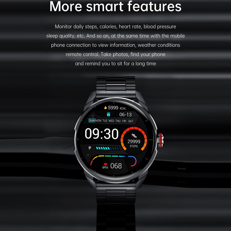 Smart Watch: 1.32" Retina-grade Screen Silver Metal Body - Low Power Chip Long Battery Life Fitness Health Watch for Business Professionals Fitness Enthusiasts - Image 4