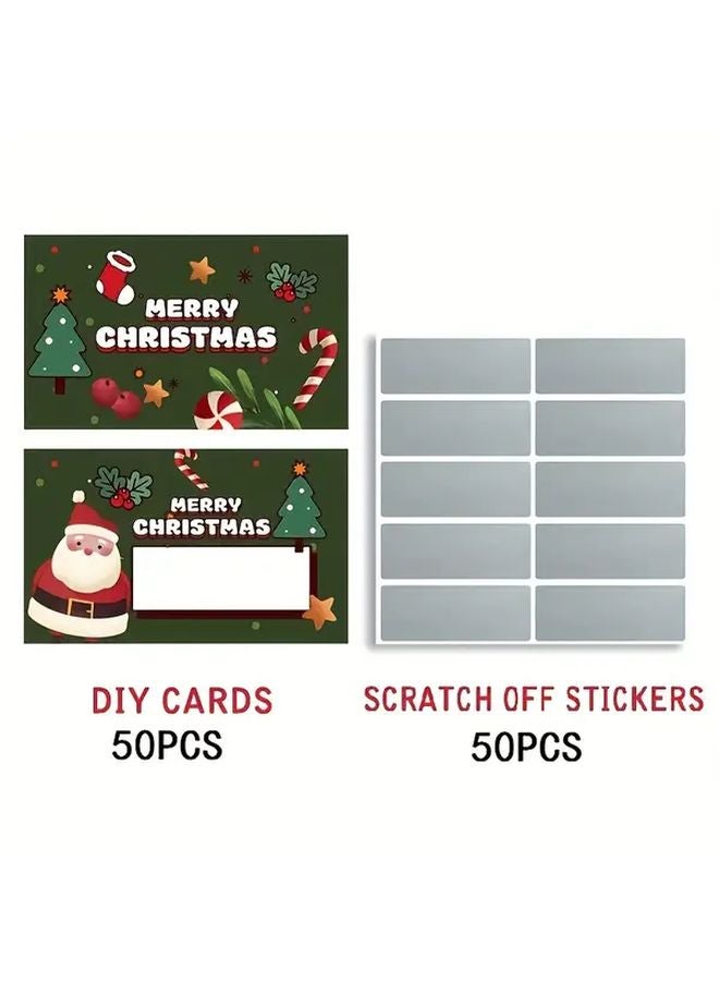 50 Pack Green Christmas Scratch Cards Personalized Holiday Party Favors Games - Image 1