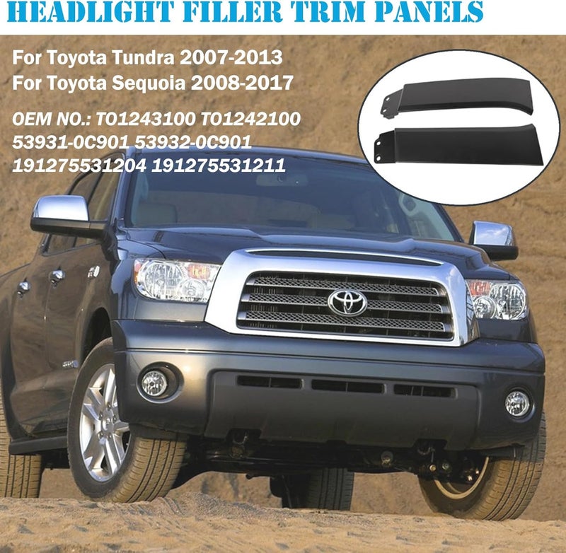 Wocch Front Bumper Grille Headlight Filler Trim Panels for Toyota - Image 2