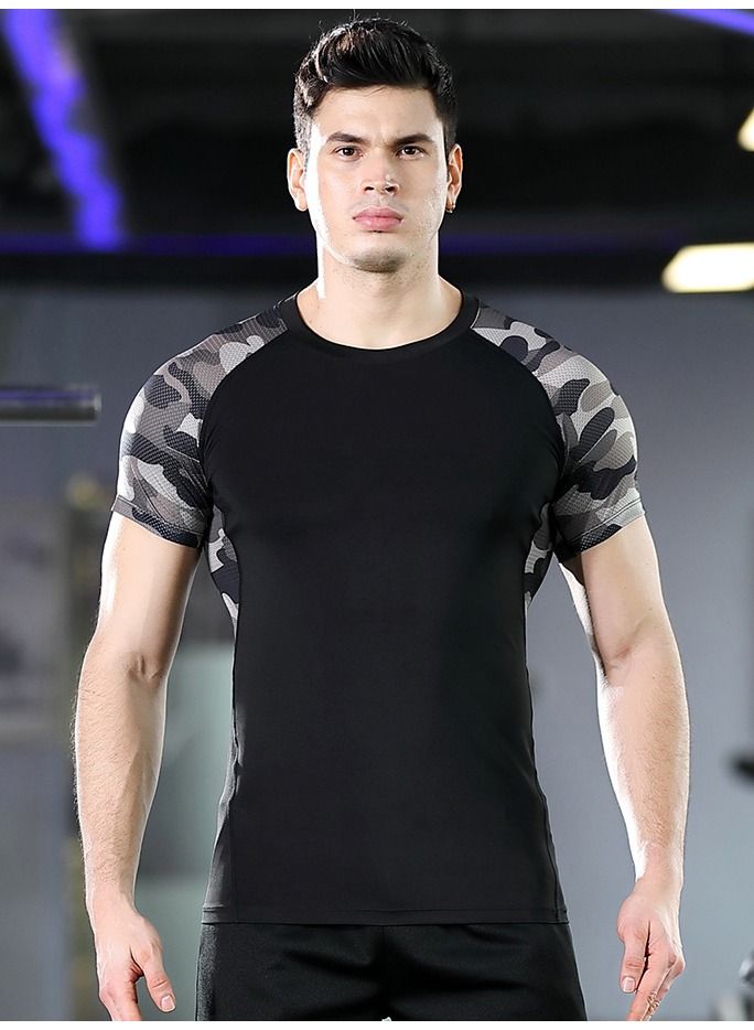 Loquat Men Quick Dry Breathable Sports T-Shirt Black  - Image 2