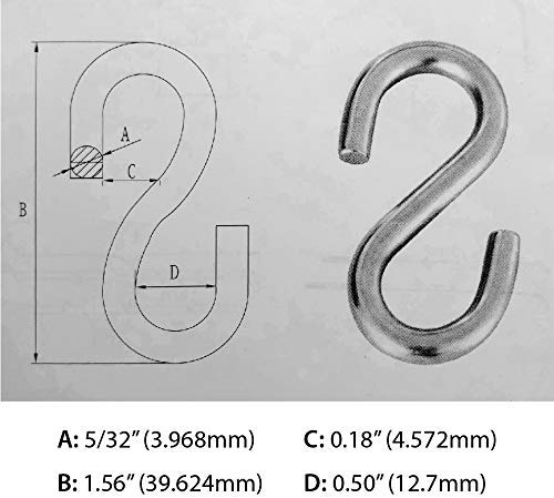 Tri Surge S Hook - Marine Grade 316 Stainless Steel 1.56" Long, 5/32" Thick Metal Hook for Hanging and Utility Use (10) S-Gancho - Image 2