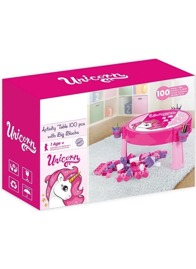 Oyuncakmatik - Toymatik Unicorn Study and Activity Table - 100 Pieces Blocks - Image 1
