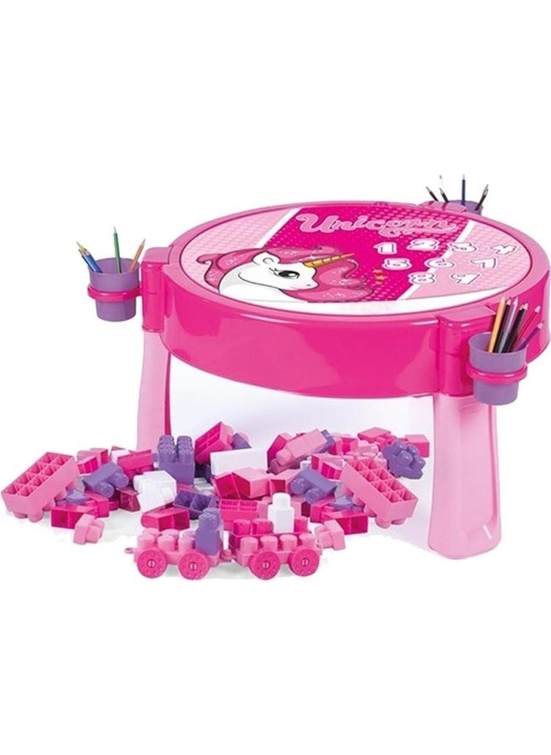 Oyuncakmatik - Toymatik Unicorn Study and Activity Table - 100 Pieces Blocks - Image 1