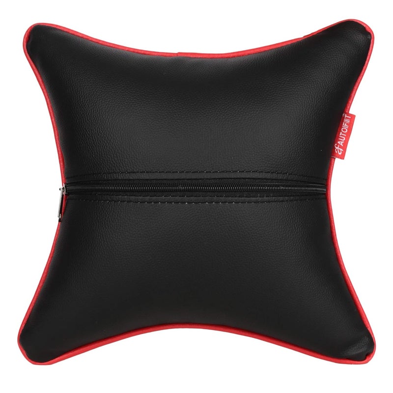 AUTOFIT Premium Black and Red Double Quilted Car Cushion Set of 2 Universal for All Cars - Image 4